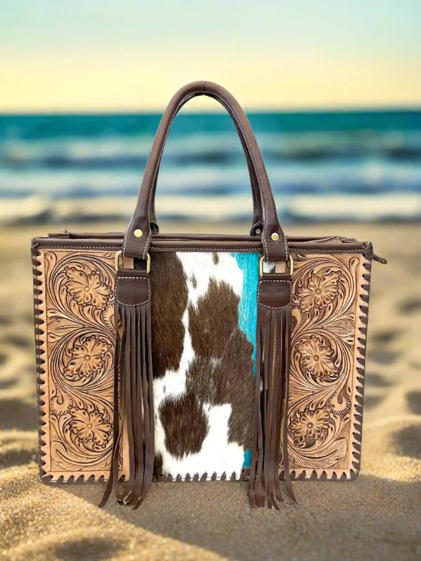 Tote Bag made with Hand Tooled Hairon bag KATTY BAGS